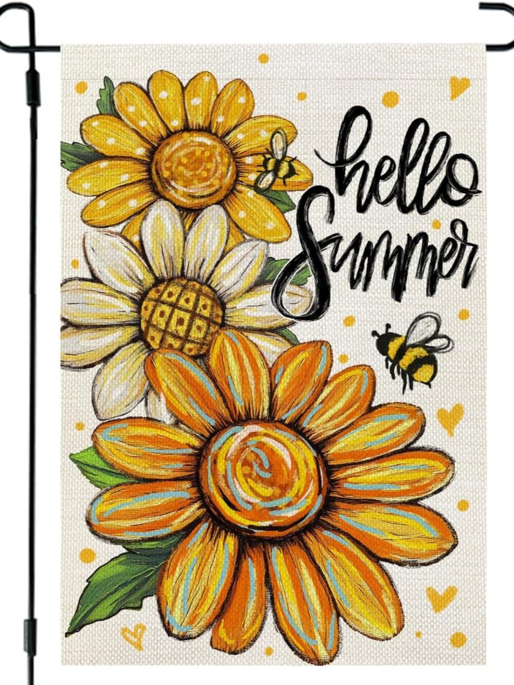 Hello Summer Garden Flag Sunflowers 12x18 Inch Double Sided Small Floral Seasona
